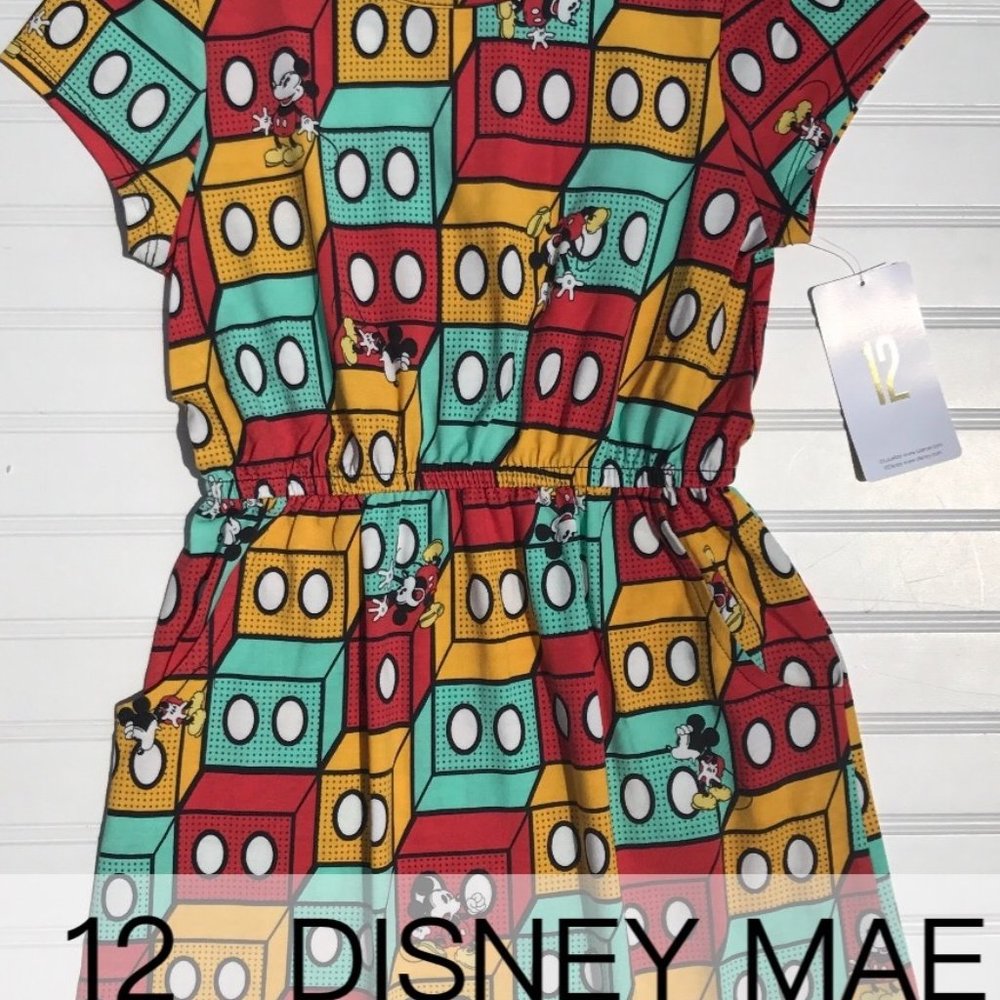 lularoe DISNEY KIDS GIRLS MAE DRESS with pockets brand new nwt Mickey Mouse 12